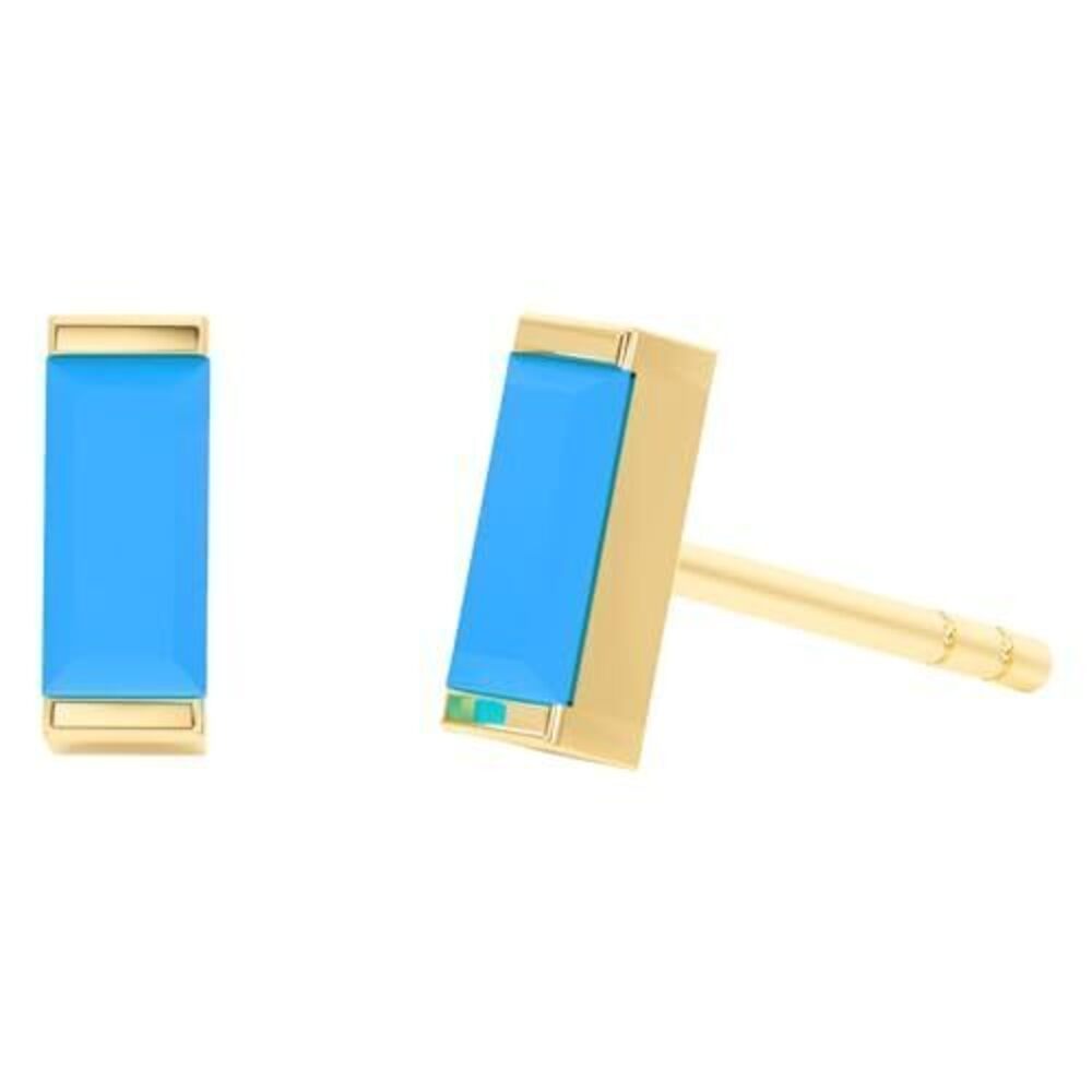 9124 Turquoise Stud Earrings , Rectangle Stud Earrings - Hypoallergenic 18K